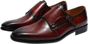 Dress Shoes for Men Handmade Genuine Leather Men's Oxfords Double Buckle Monk Strap Dress Shoes Classic Formal Footwear