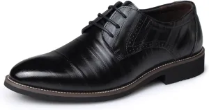 Dress Shoes for Men Men's Split Leather Brogue Dress Shoes Lace-Up Pointed Toe Formal Business Wedding Footwear