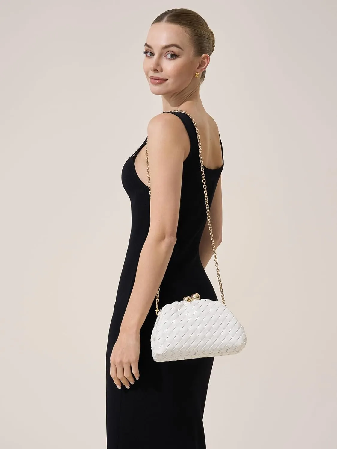Dressy Woven Clutch Purses for Women Evening Wedding Formal Occasion,Dumpling Crossbody Shoulder Handbags for Women