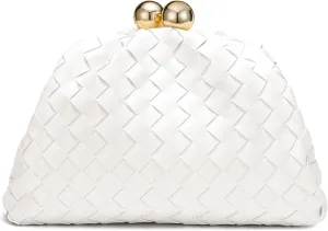 Dressy Woven Clutch Purses for Women Evening Wedding Formal Occasion,Dumpling Crossbody Shoulder Handbags for Women