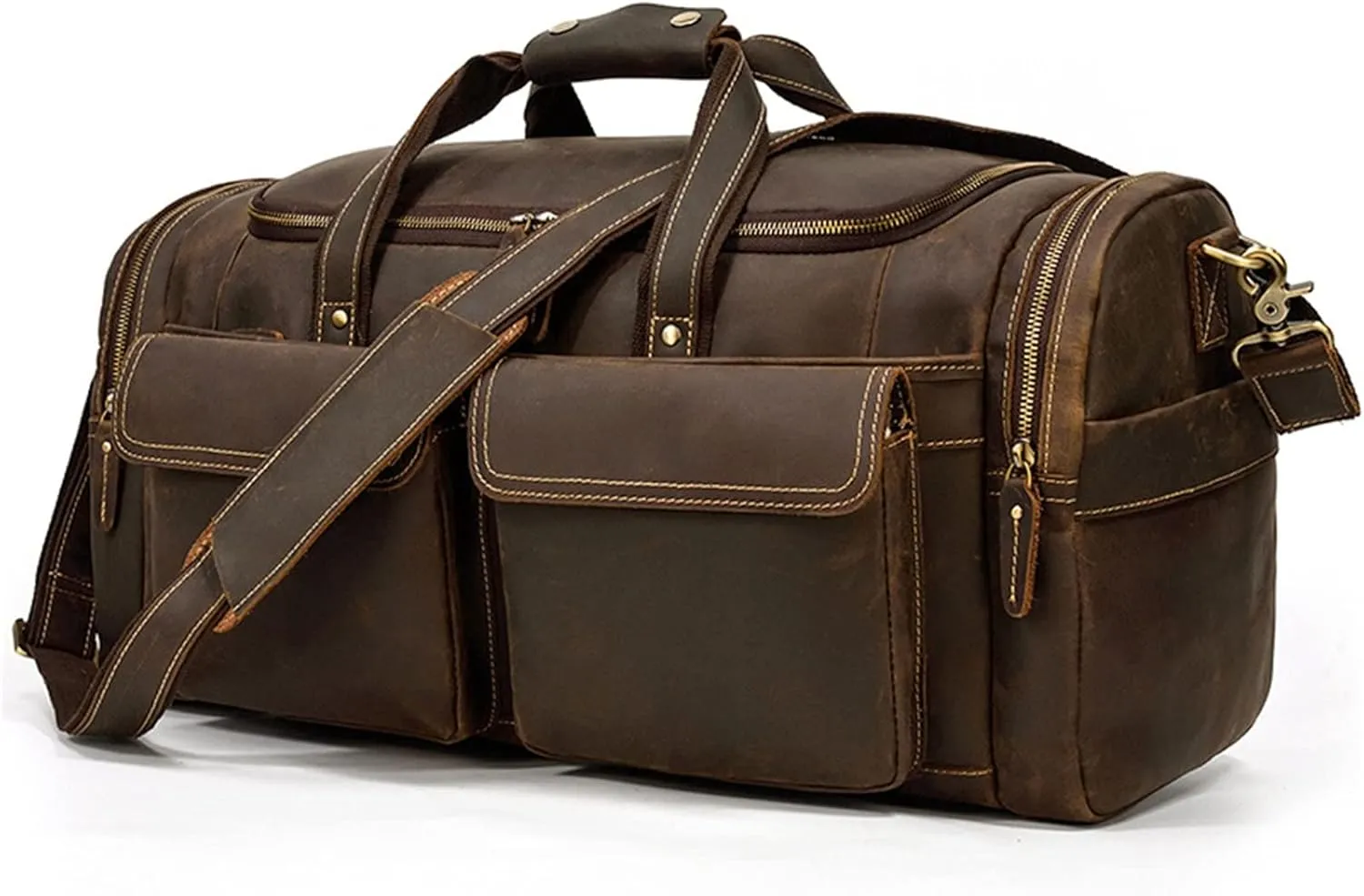 Duffle Bag Men's Leather Handbag Vintage Luggage Bag Business Bag for Travel, Workout