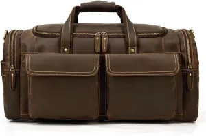 Duffle Bag Men's Leather Handbag Vintage Luggage Bag Business Bag for Travel, Workout