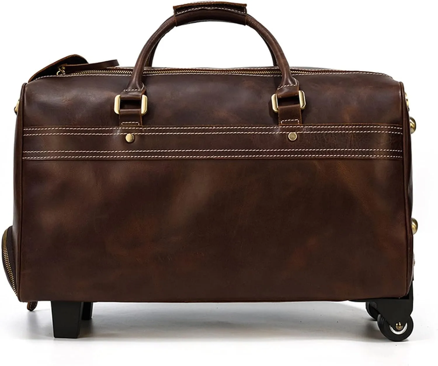 Duffle Bag Men's Leather Trolley Case Retro Leather Travel Bag for Travel, Workout