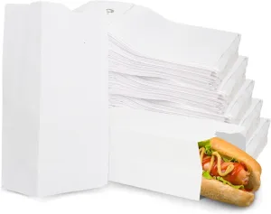 Duro 4# White Paper Lunch Bags 500 count, White Luminary Bags, Bulk Disposable SOS Paper Sacks for Snacks, Treats and Popcorn - 5.00 x3.12 x 9.75 Inches.