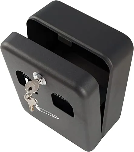 DWD® Ash bin Wall Mounted Ashtray Black Outside Pub Garden Office Restaurant Smoking Box Tray Cigarette Removable Steel ash bin with lockable drop-down front for security 20cm H x 16cm W x 8.5cm D