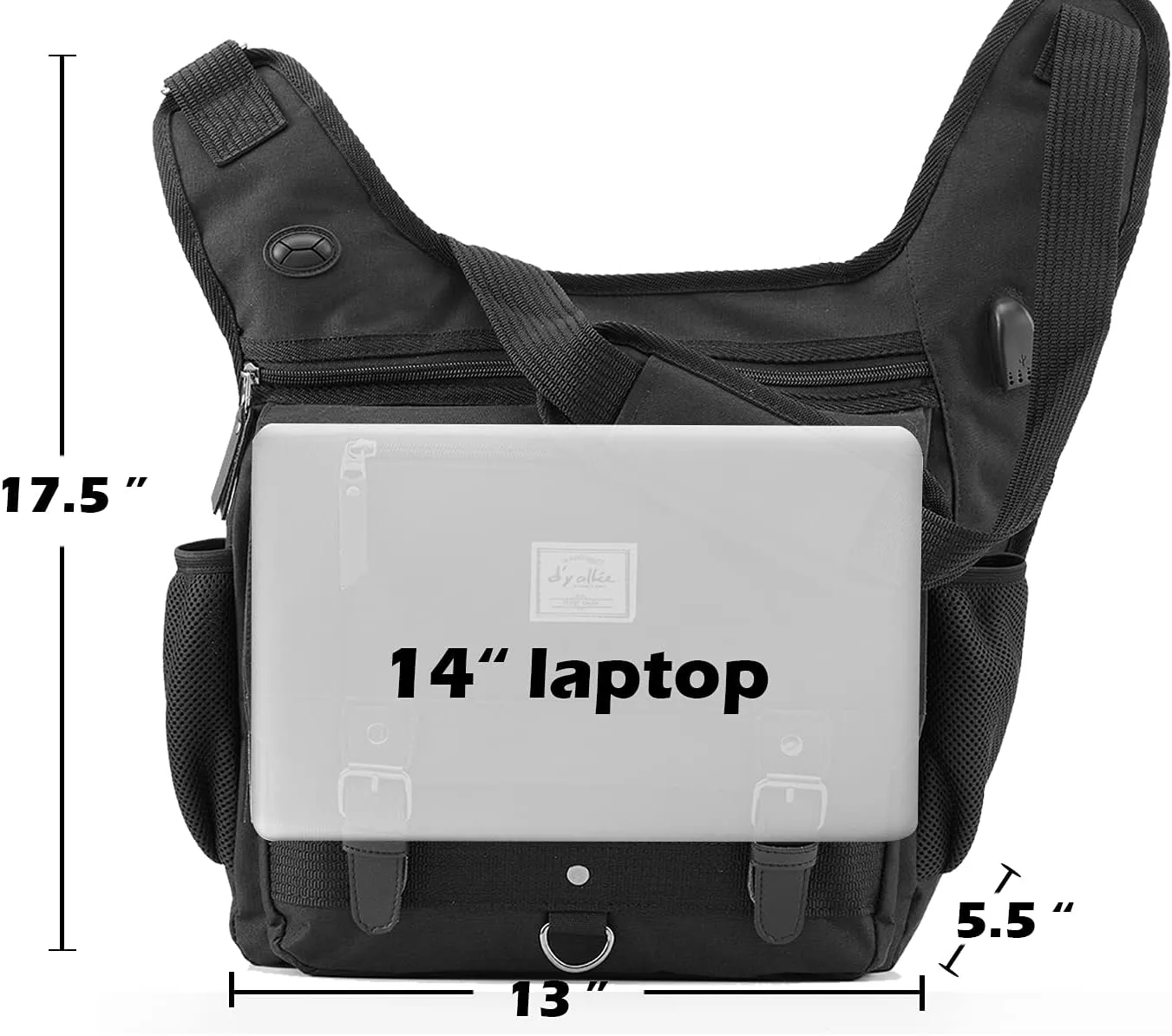 d'yallee Crossbody Messenger Bag Men Waterproof Shoulder Business Work Bag Nylon