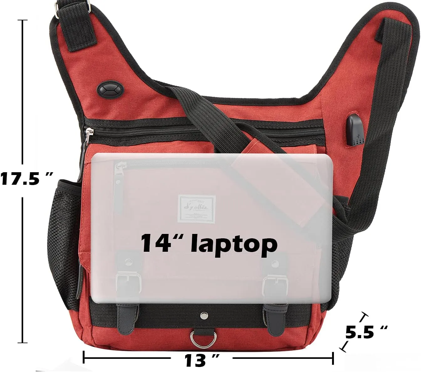 d'yallee Crossbody Messenger Bag Men Waterproof Shoulder Business Work Bag Nylon