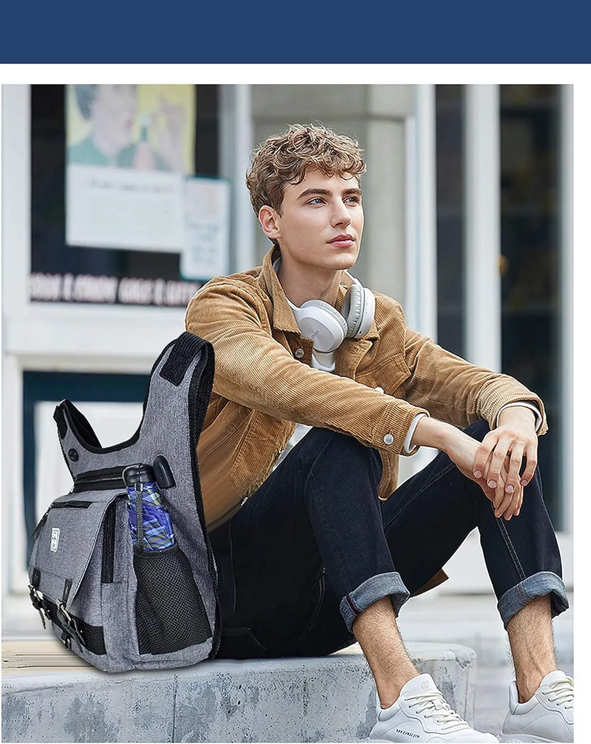 d'yallee Crossbody Messenger Bag Men Waterproof Shoulder Business Work Bag Nylon