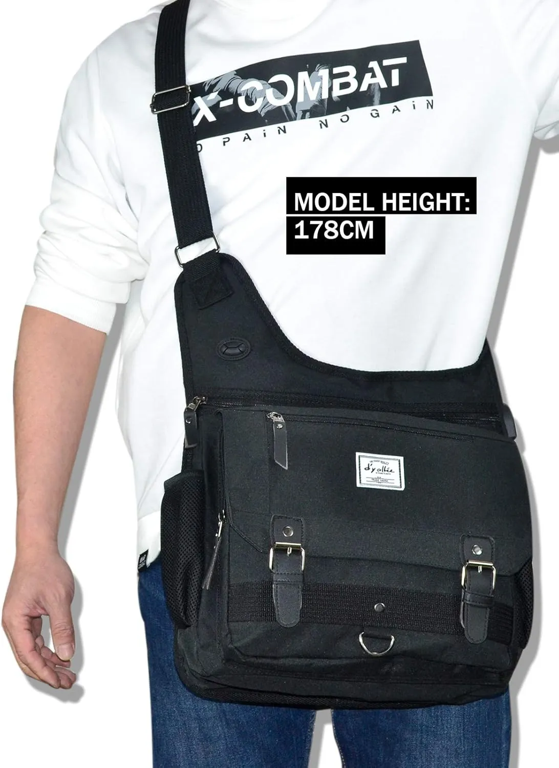 d'yallee Crossbody Messenger Bag Men Waterproof Shoulder Business Work Bag Nylon