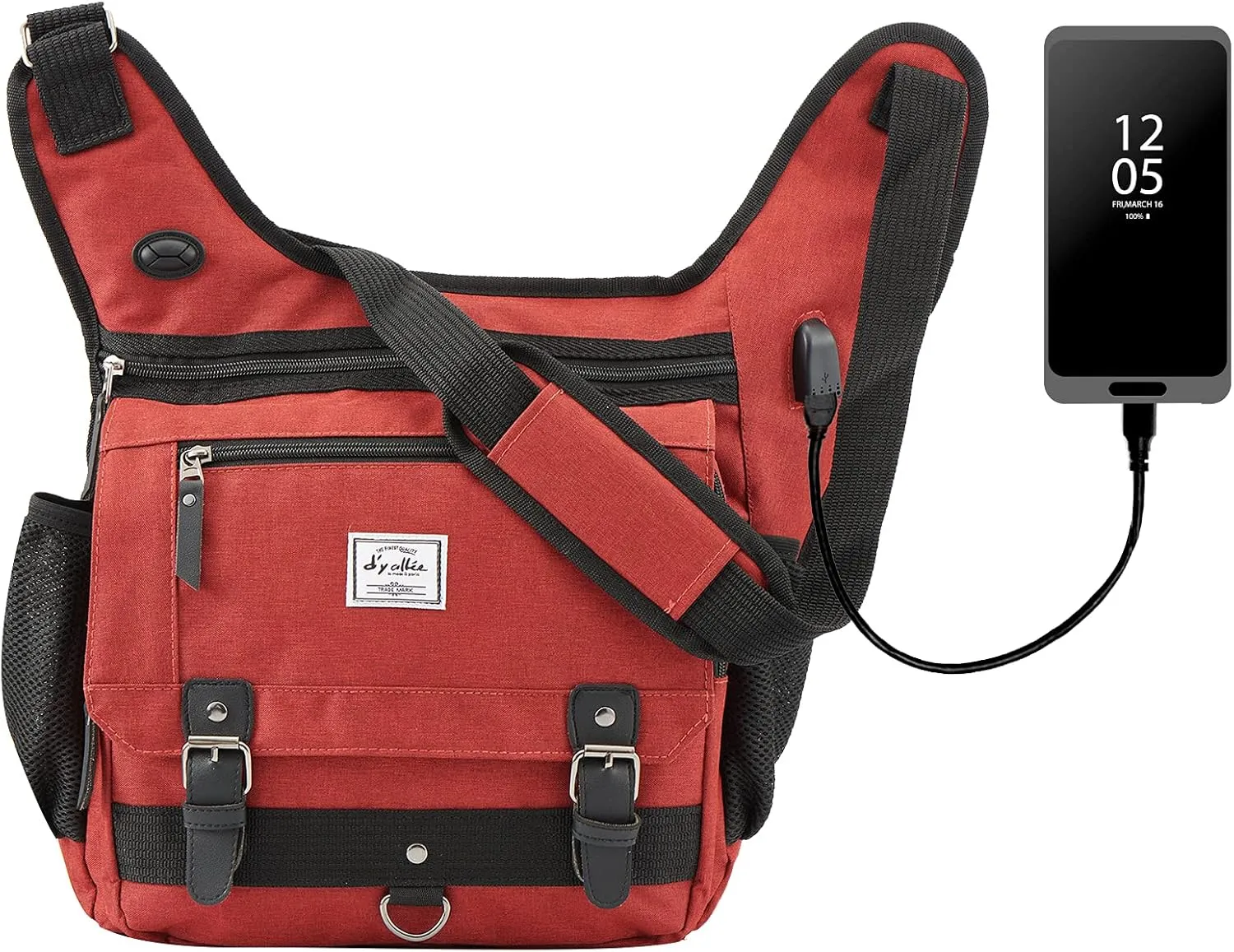 d'yallee Crossbody Messenger Bag Men Waterproof Shoulder Business Work Bag Nylon