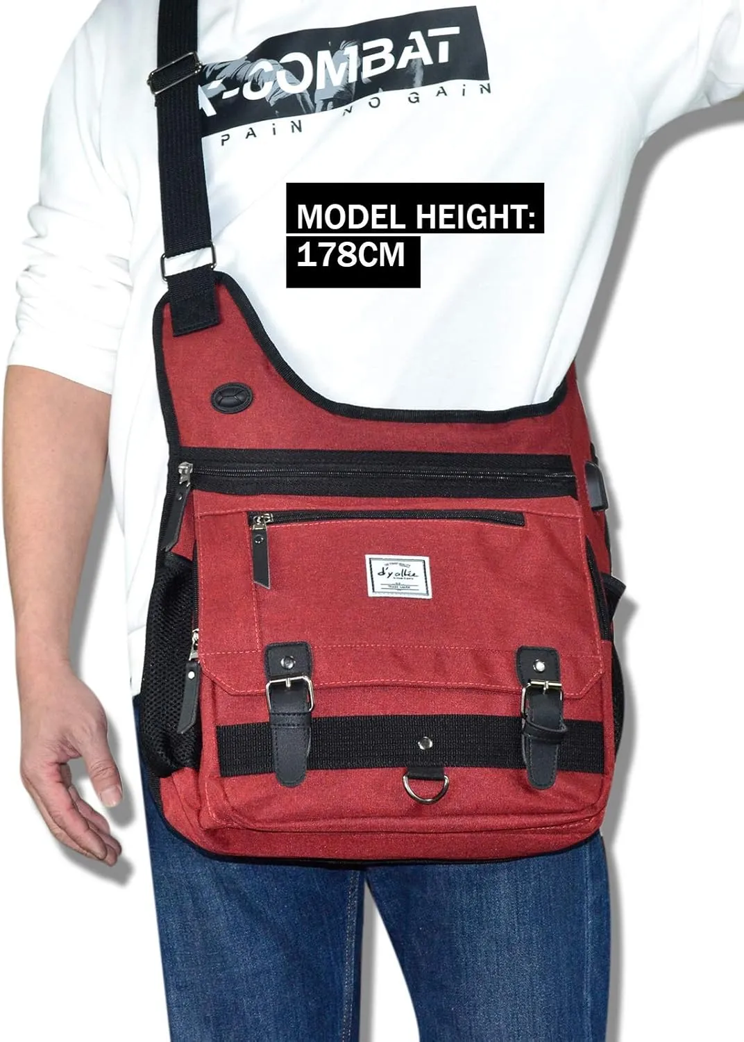 d'yallee Crossbody Messenger Bag Men Waterproof Shoulder Business Work Bag Nylon