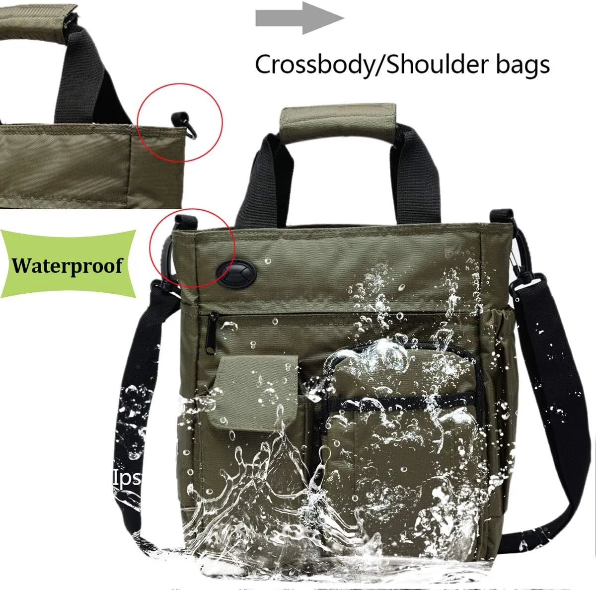 d'yallee Crossbody Messenger Bag Men Waterproof Shoulder Business Work Bag Nylon