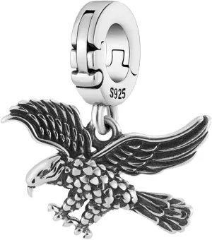 Eagle Eagles Bald Bird Open Clasp Clip On Pendant 925 Sterling Silver Charm For Pandora & Other Charm Bracelets/Necklaces