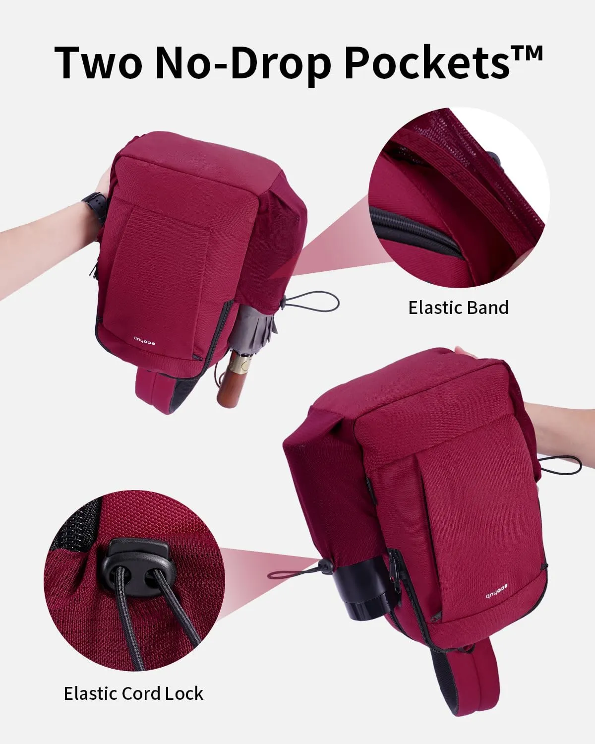 ECOHUB Crossbody Bags for Women Men, Anti-Theft RFID Blocking Sling Backpack with Sturdy SBS Zippers Water Resistant Chest Shoulder Bag Daypack with 9 Pockets Casual Outdoor Hiking, Red