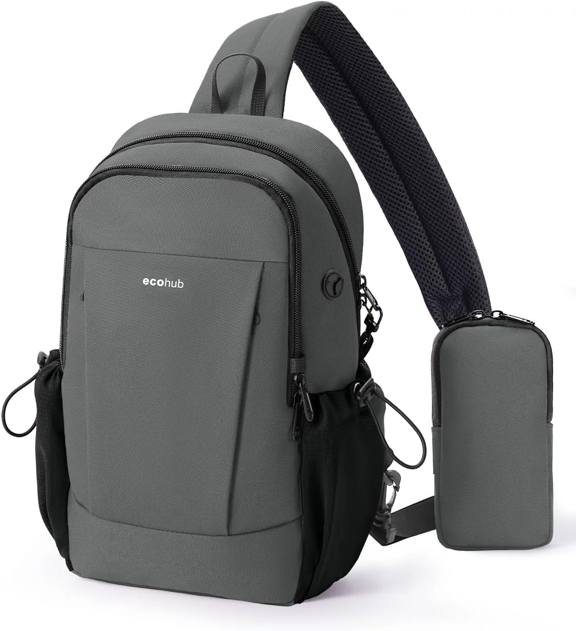 ECOHUB Crossbody Bags for Women Men, Anti-Theft RFID Blocking Sling Backpack with Sturdy SBS Zippers Water Resistant Chest Shoulder Bag Daypack with 9 Pockets Travel Hiking, Grey
