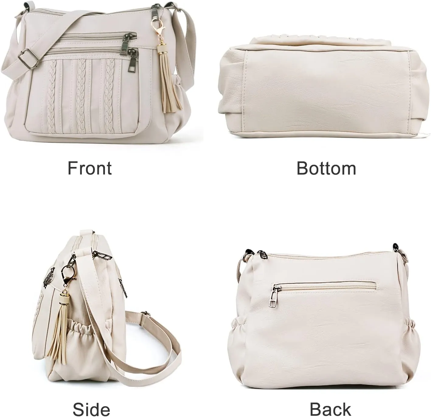 ELDA Purses for Women Pocketbooks Soft PU Leather Ladies Crossbody Purse Multi Pocket Shoulder Bag
