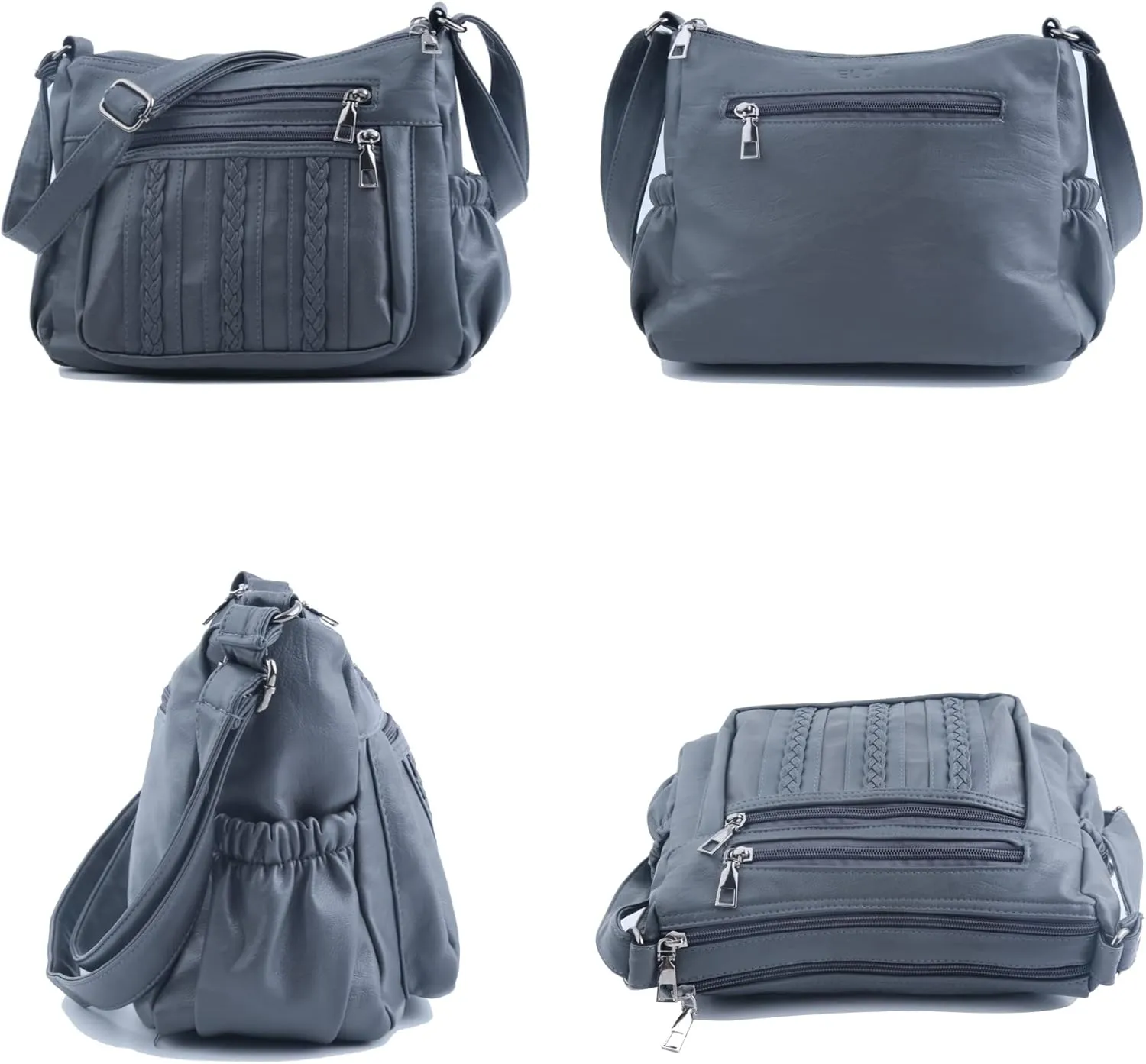 ELDA Purses for Women Pocketbooks Soft PU Leather Ladies Crossbody Purse Multi Pocket Shoulder Bag