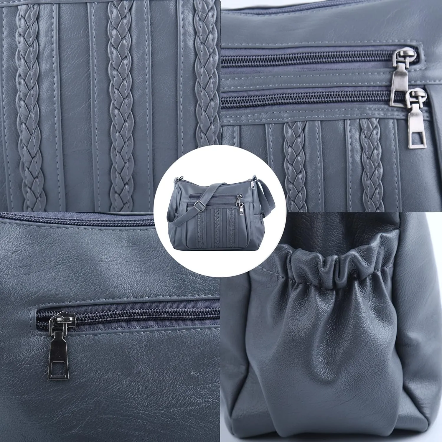 ELDA Purses for Women Pocketbooks Soft PU Leather Ladies Crossbody Purse Multi Pocket Shoulder Bag