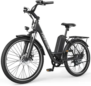 Electric Bike for Adults, 1000W Peak Ebike, 21.7MPH 50Miles City Cruiser Ebikes, 26" Step Thru Electric Bicycle with 48V Removable Battery, Adjustable Stem, Rear Rack, Front Suspension,7 Speed