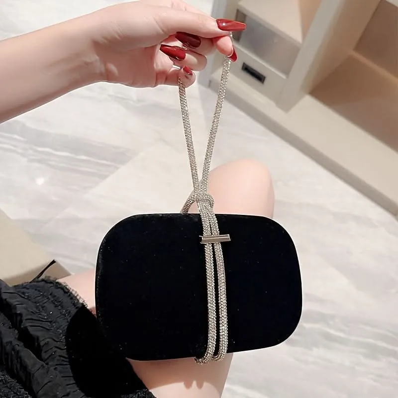 Elegant Black Magnetic Clutch, Formal Evening Bag