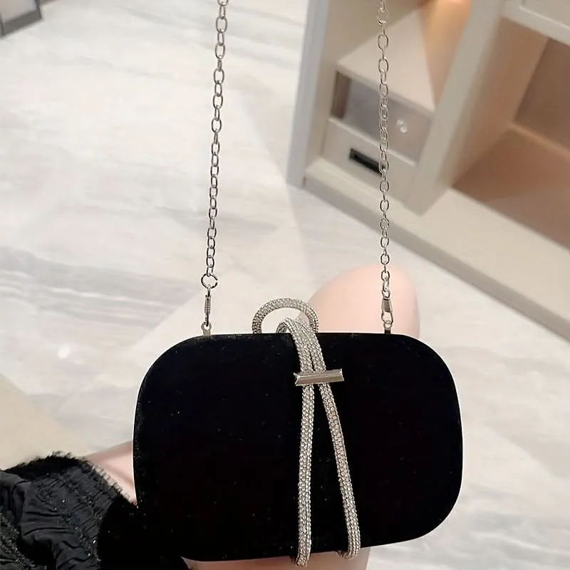 Elegant Black Magnetic Clutch, Formal Evening Bag