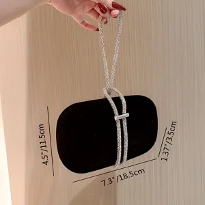 Elegant Black Magnetic Clutch, Formal Evening Bag