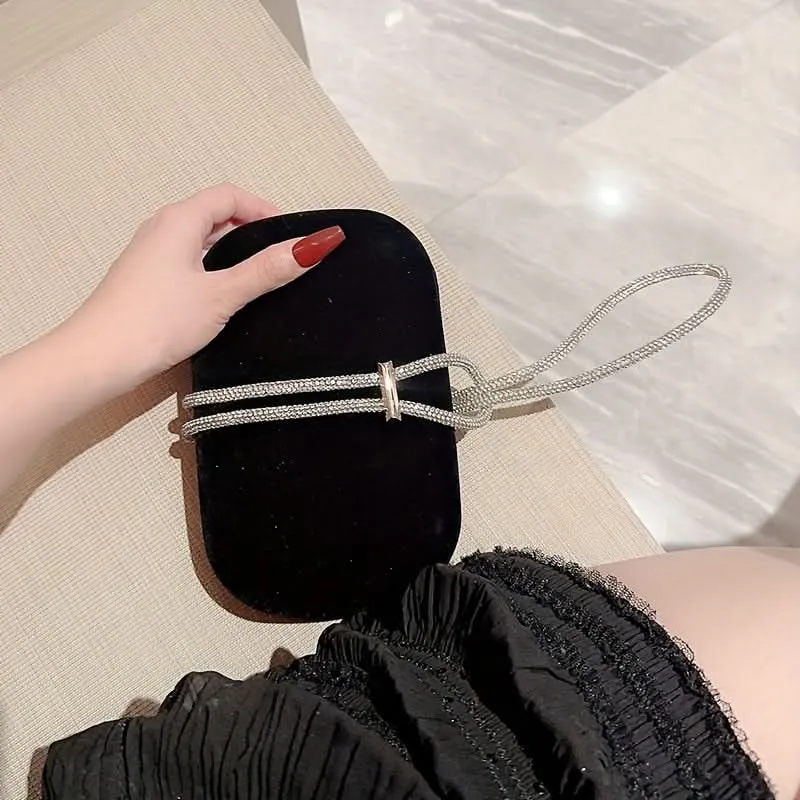 Elegant Black Magnetic Clutch, Formal Evening Bag