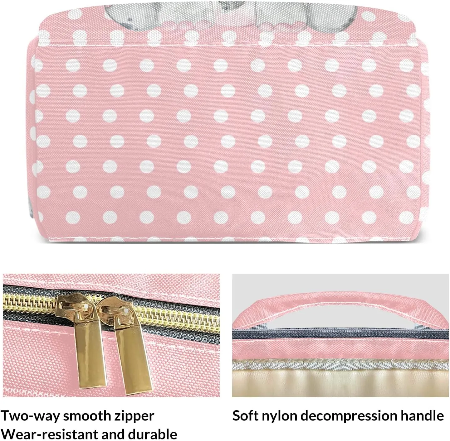 Elephant Flower Pink Diaper Bags Custom Name Backpack Personalized Baby Nappy Travel Tote Bag for Mom Gift