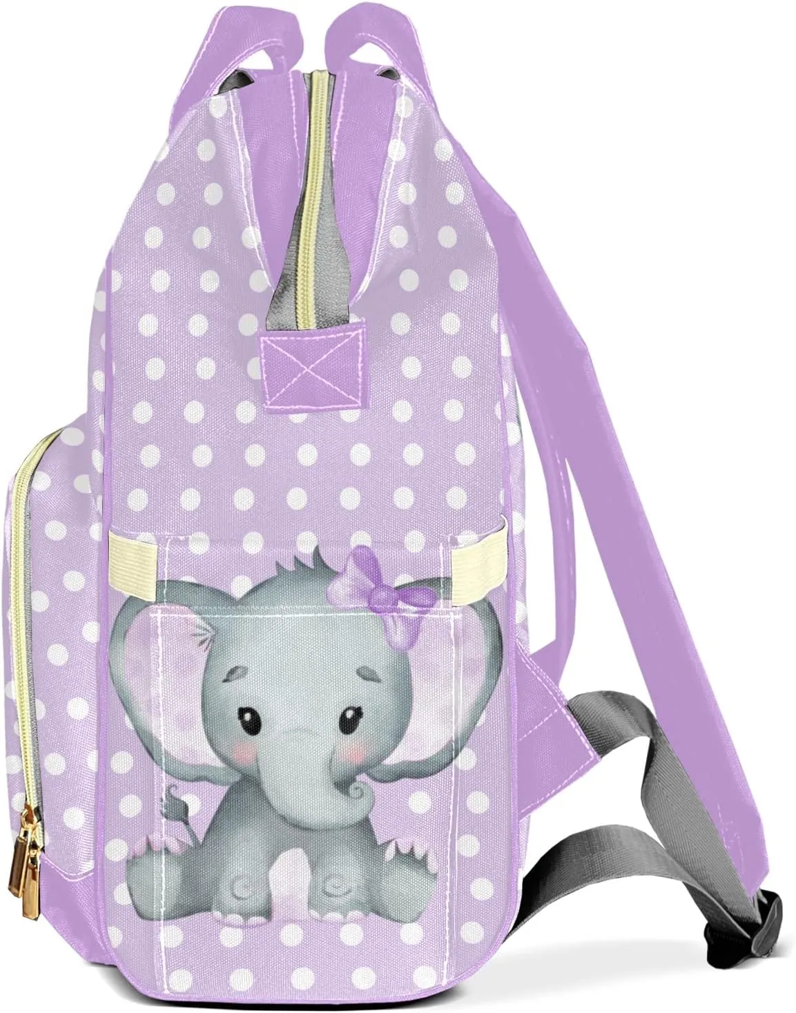 Elephant Purple Diaper Bags Customized Mummy Nursing Casual Daypack Hiking Camping Bags for Mom