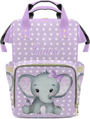 Elephant Purple Diaper Bags Customized Mummy Nursing Casual Daypack Hiking Camping Bags for Mom
