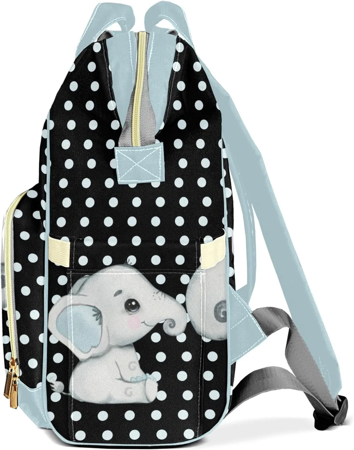 Elephant Wave Point Personalized Diaper Bags Waterproof Backpack Shoulder Daypack for Mother's Day Gifts