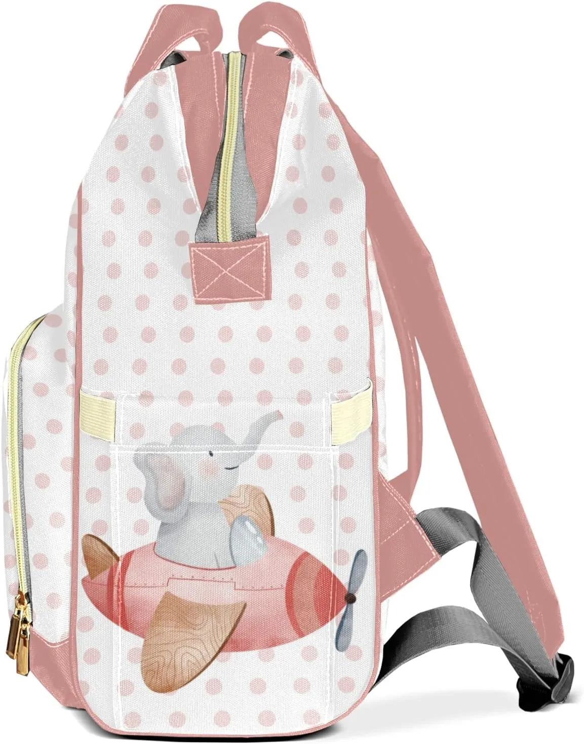 Elephant Wave Point Pink Diaper Bags Backpack Customized Baby Bag Nursing Nappy Bag Travel Tote Gifts for Women