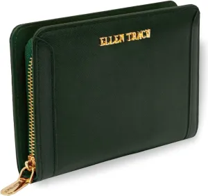 ELLEN TRACY Saffiano Indexer Card Case ID Wallet (Emerald)