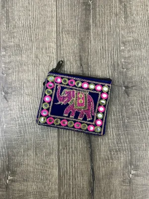 Embroidered Elephant Coin Purse