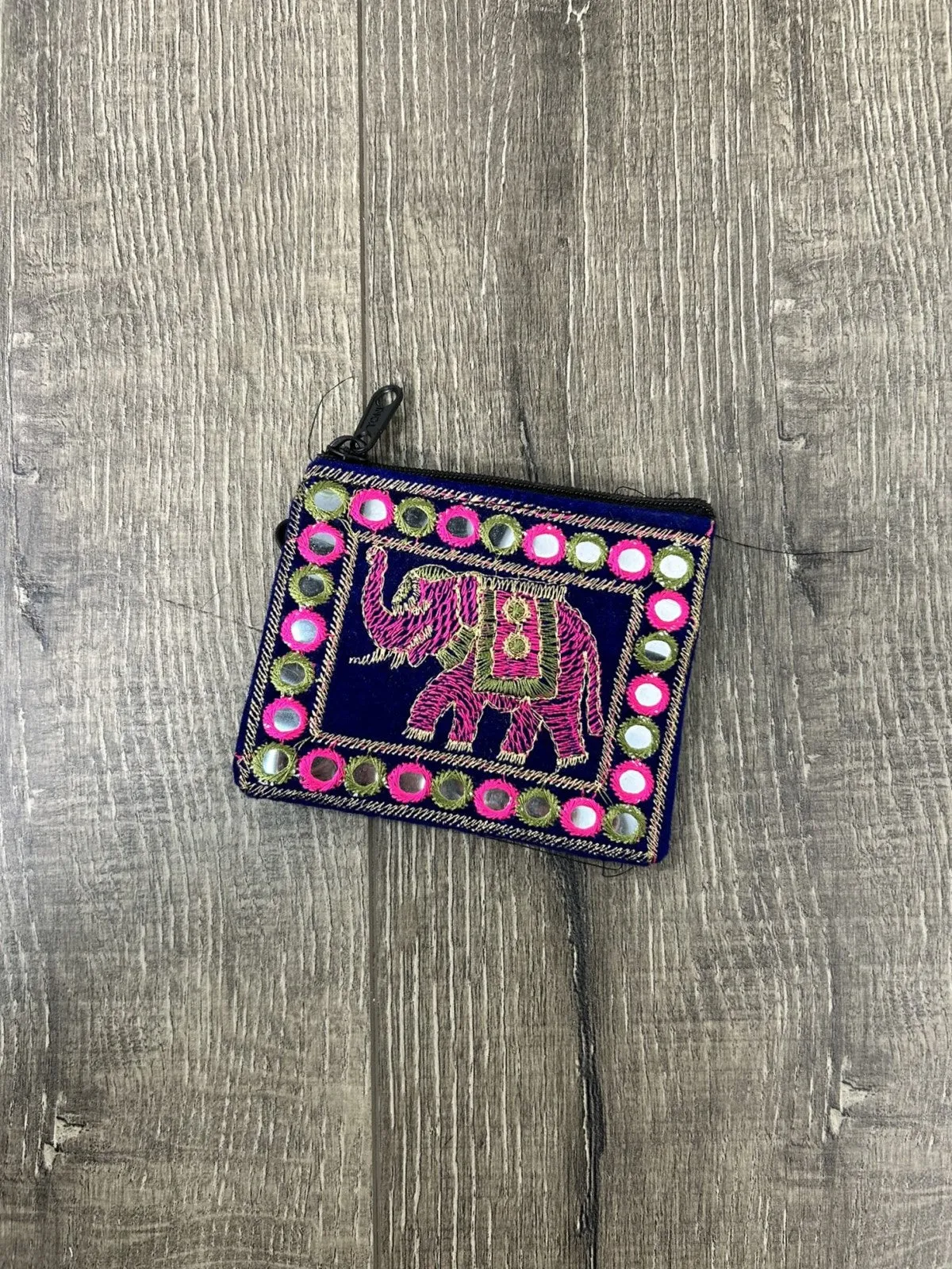 Embroidered Elephant Coin Purse