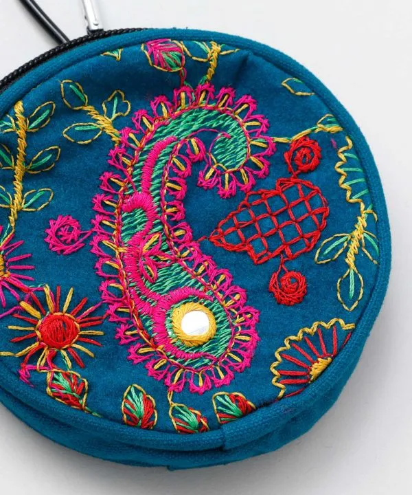 Embroidered Round Pouch