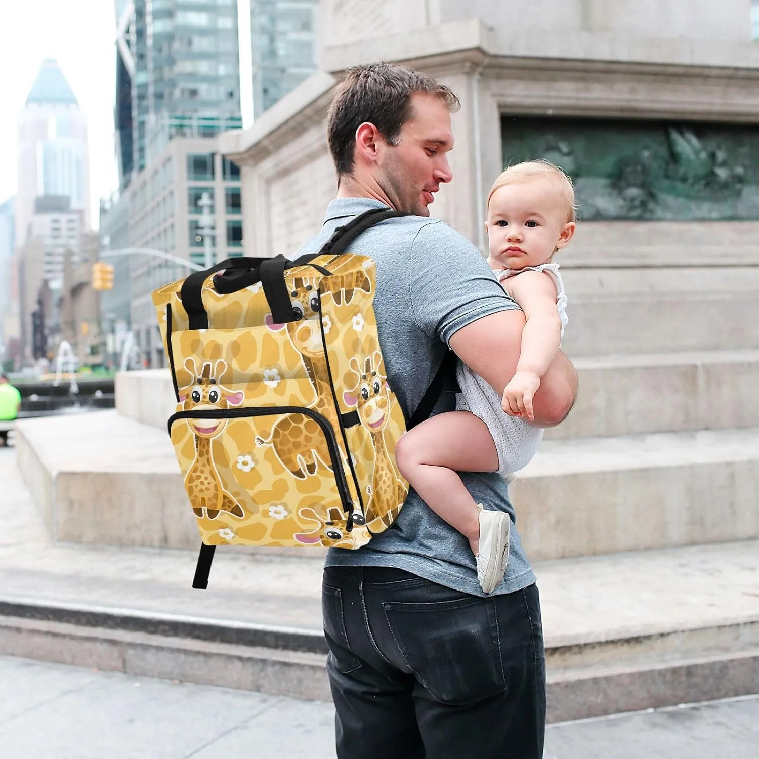 Emelivor Cartoon Giraffe Diaper Bag Backpack Large Capacity Travel Baby Bags Backpack Diaper Bags for Boy Girl Mom Dad Women
