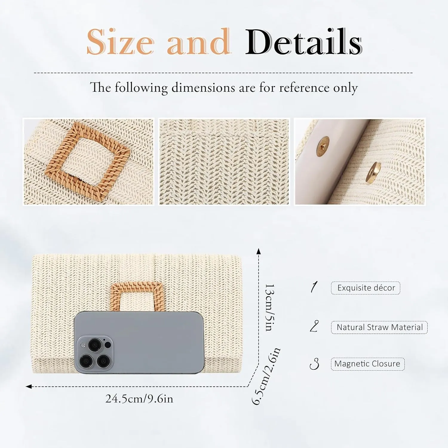 Emprier Straw Clutch Purses for Women Summer Beach Bag Raffia Crossbody Purse Woven Envelope Handbag