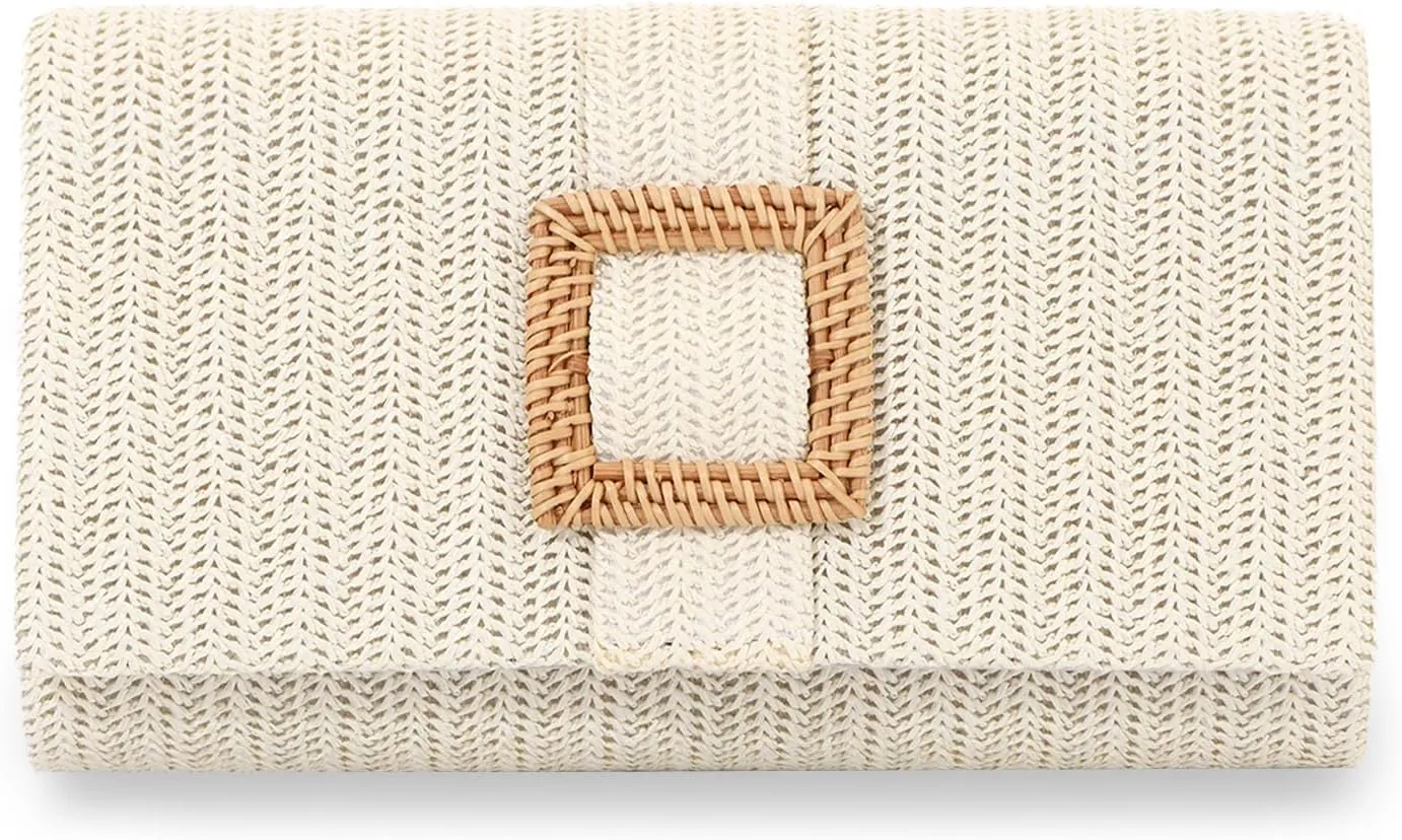 Emprier Straw Clutch Purses for Women Summer Beach Bag Raffia Crossbody Purse Woven Envelope Handbag
