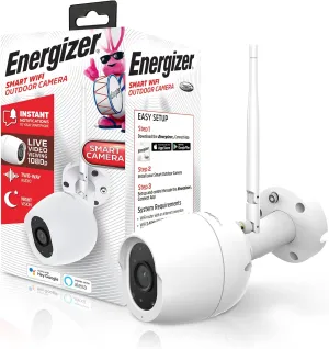 Energizer Connect Smart 1080p HD Certified Weatherproof Outdoor Camera with Remote Access, Motion Alerts, 2 Way Audio and Night Vision | Compatible with Alexa and Google Assistant