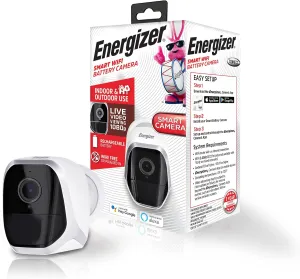 Energizer Connect Wireless Rechargeable Battery-Powered Smart WiFi Security Camera, 1080p Video, Indoor/Outdoor Weatherproof, PIR Motion Detection, 2-Way Audio, Night Vision, Cloud Storage/SD Slot