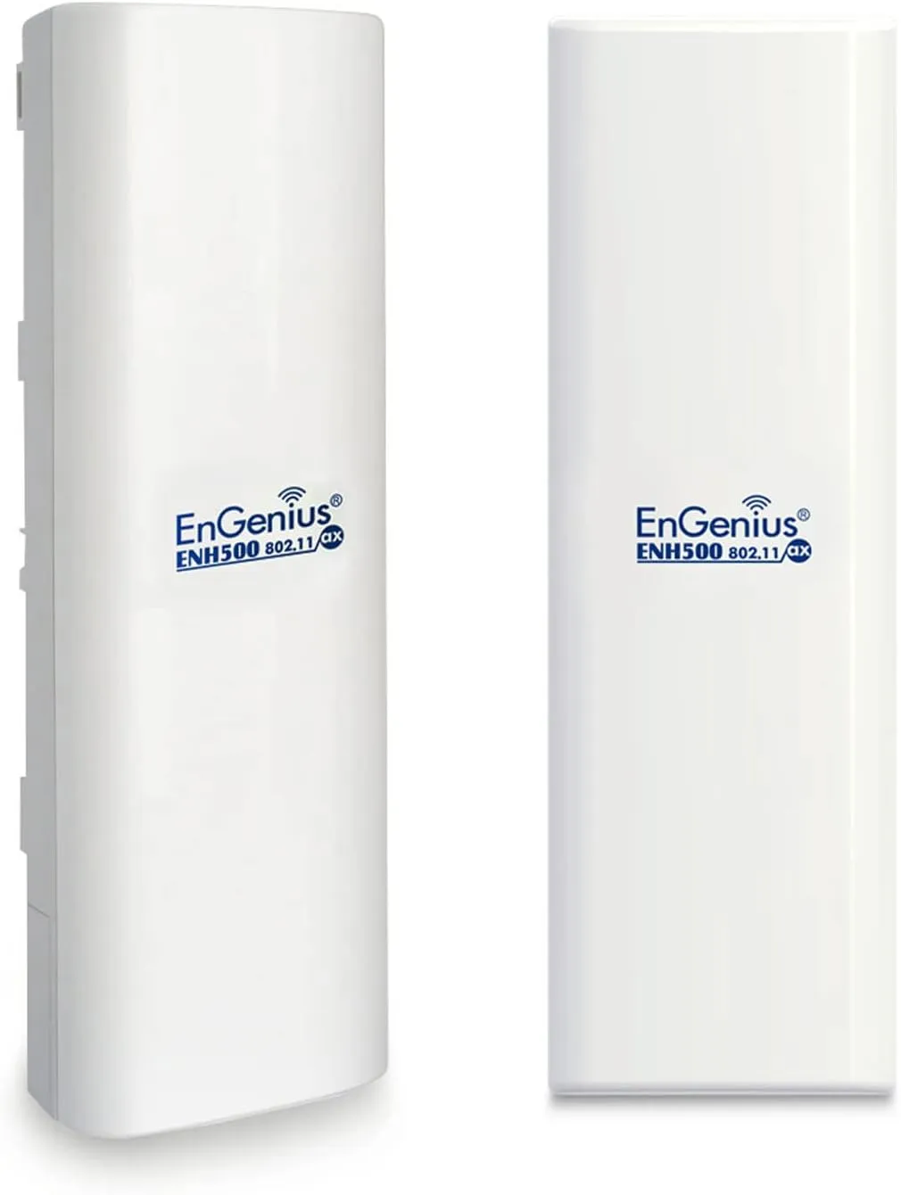EnGenius ENH500-AX KIT 5GHz Wi-Fi 6 (802.11ax) 2x2 Outdoor Wireless Bridge, up to 1,200 Mbps, high 26 dBm Transmit Power, high gain 16 dBi Integrated Directional Antenna, IP55-rated (2-Pack)