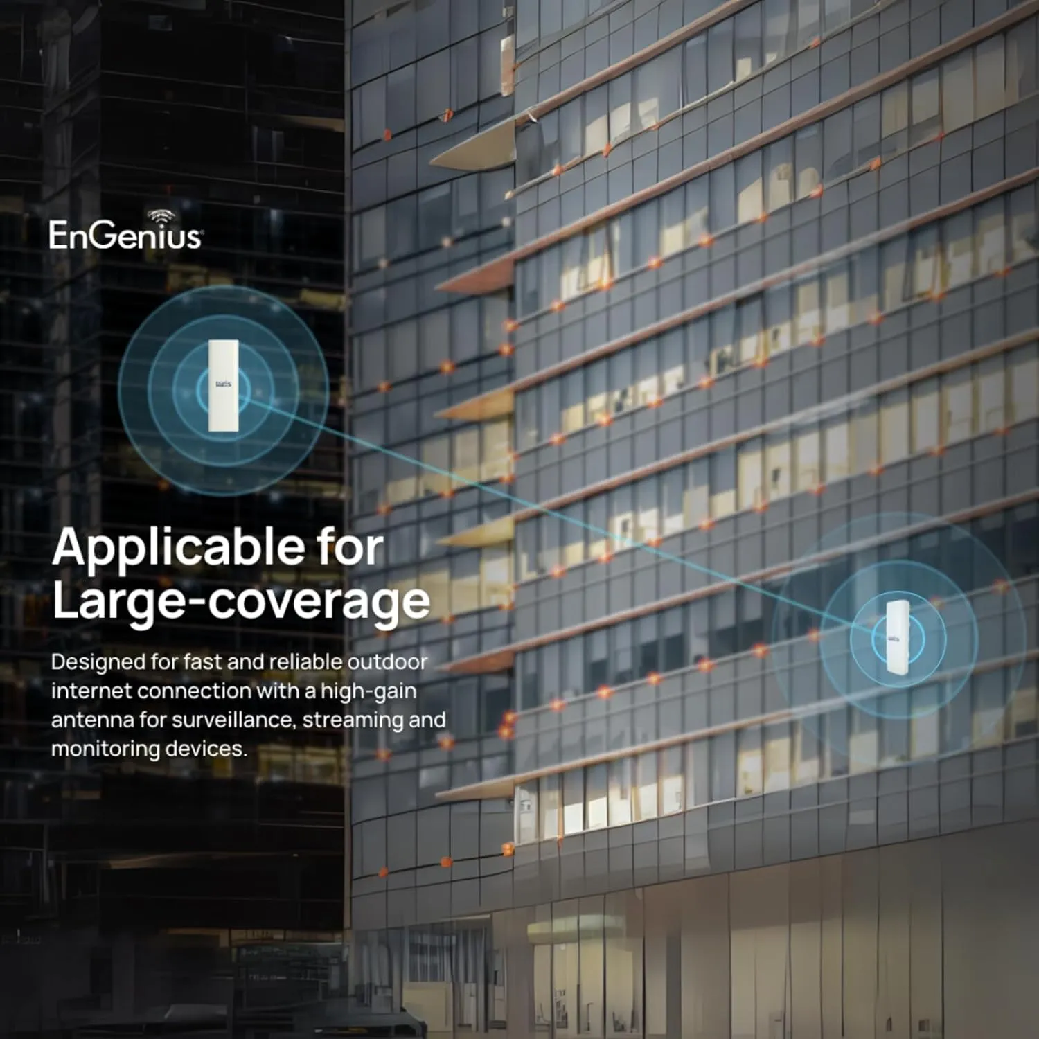 EnGenius ENH500-AX KIT 5GHz Wi-Fi 6 (802.11ax) 2x2 Outdoor Wireless Bridge, up to 1,200 Mbps, high 26 dBm Transmit Power, high gain 16 dBi Integrated Directional Antenna, IP55-rated (2-Pack)