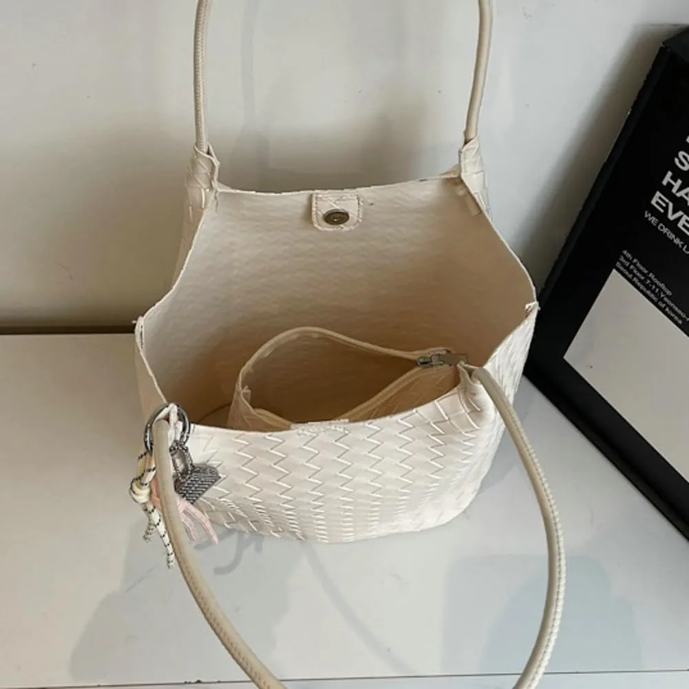 Epsion Summer Woven Tote Bag for Women Shoulder Handbags PU Leather Large Purse Beach Travel 2025