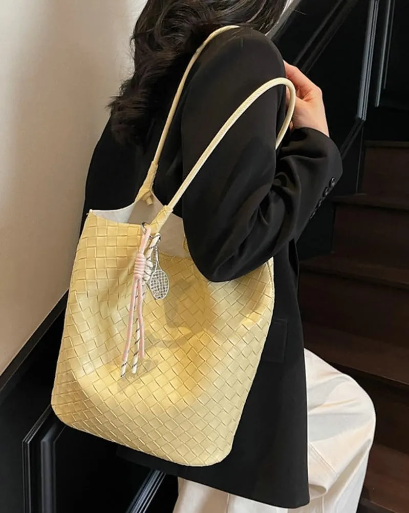 Epsion Summer Woven Tote Bag for Women Shoulder Handbags PU Leather Large Purse Beach Travel 2025