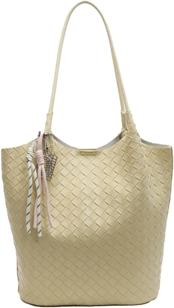 Epsion Summer Woven Tote Bag for Women Shoulder Handbags PU Leather Large Purse Beach Travel 2025