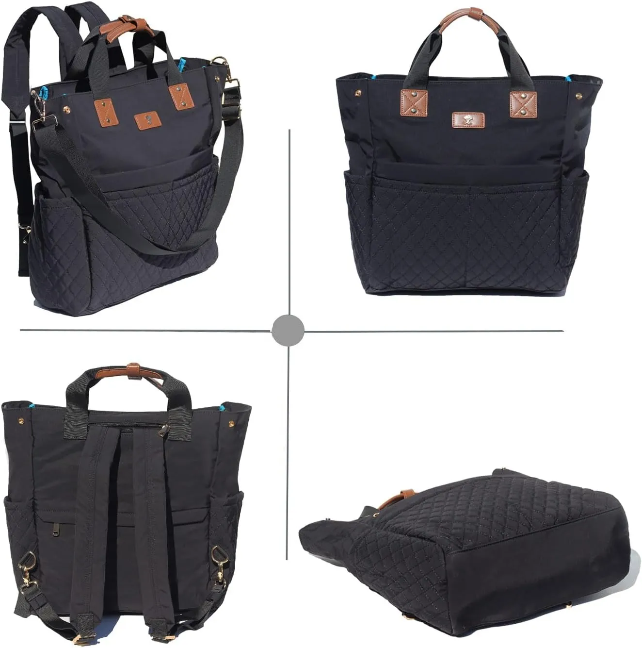 ESVAN Diaper Tote Bag Totepack Backpack Crossbody Bag 3 in 1 for Women Laptop Backpack Multifunctional with Insulated Pockets