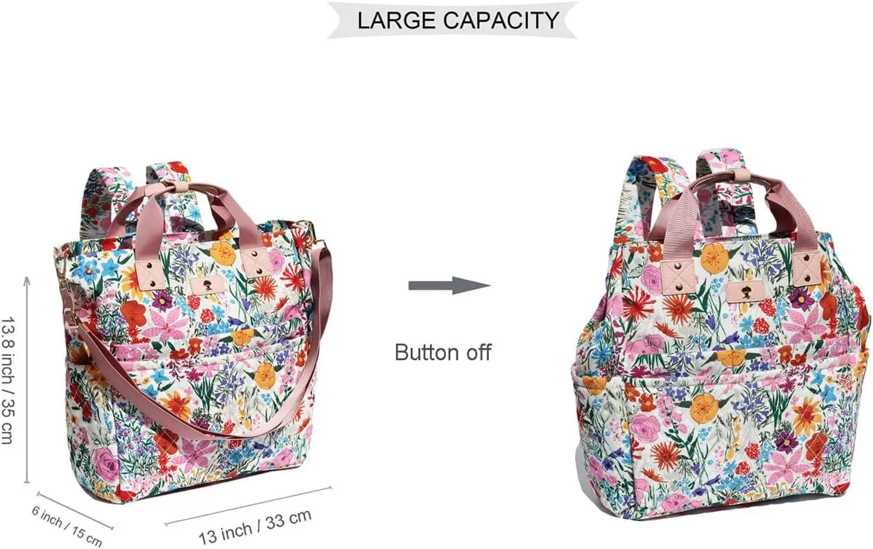 ESVAN Diaper Tote Bag Totepack Backpack Crossbody Bag 3 in 1 for Women Laptop Backpack Multifunctional with Insulated Pockets