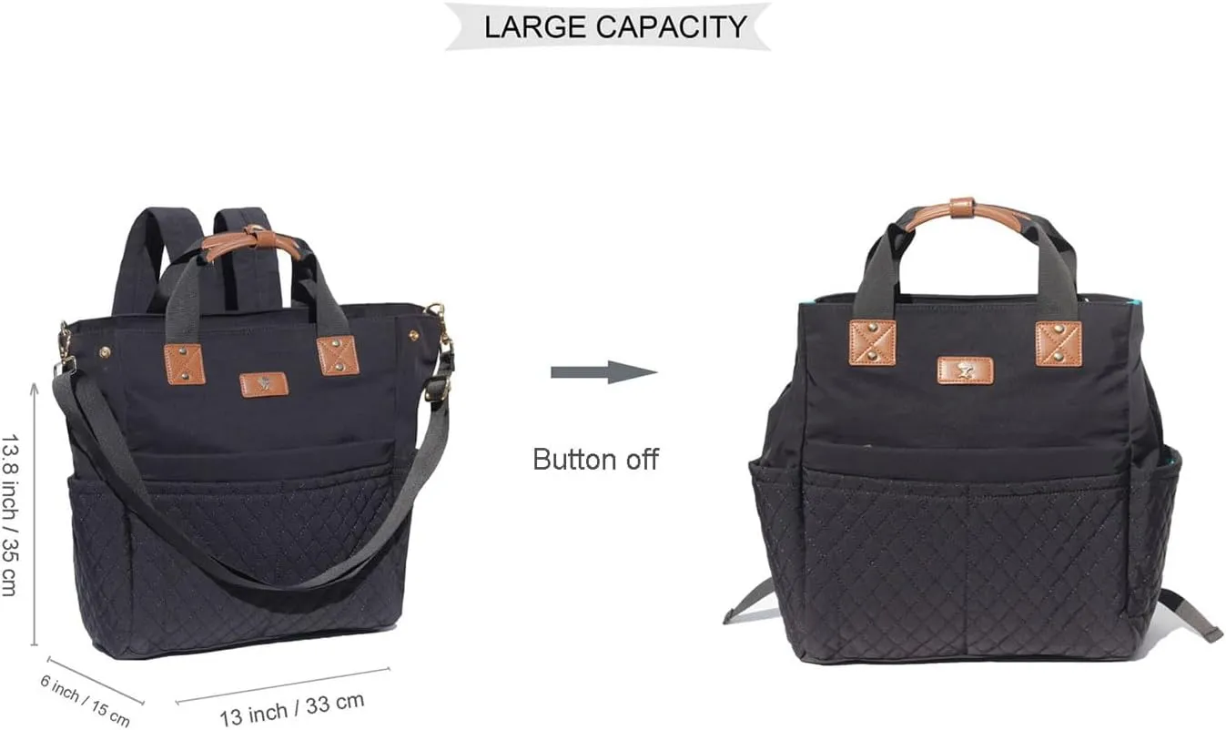 ESVAN Diaper Tote Bag Totepack Backpack Crossbody Bag 3 in 1 for Women Laptop Backpack Multifunctional with Insulated Pockets