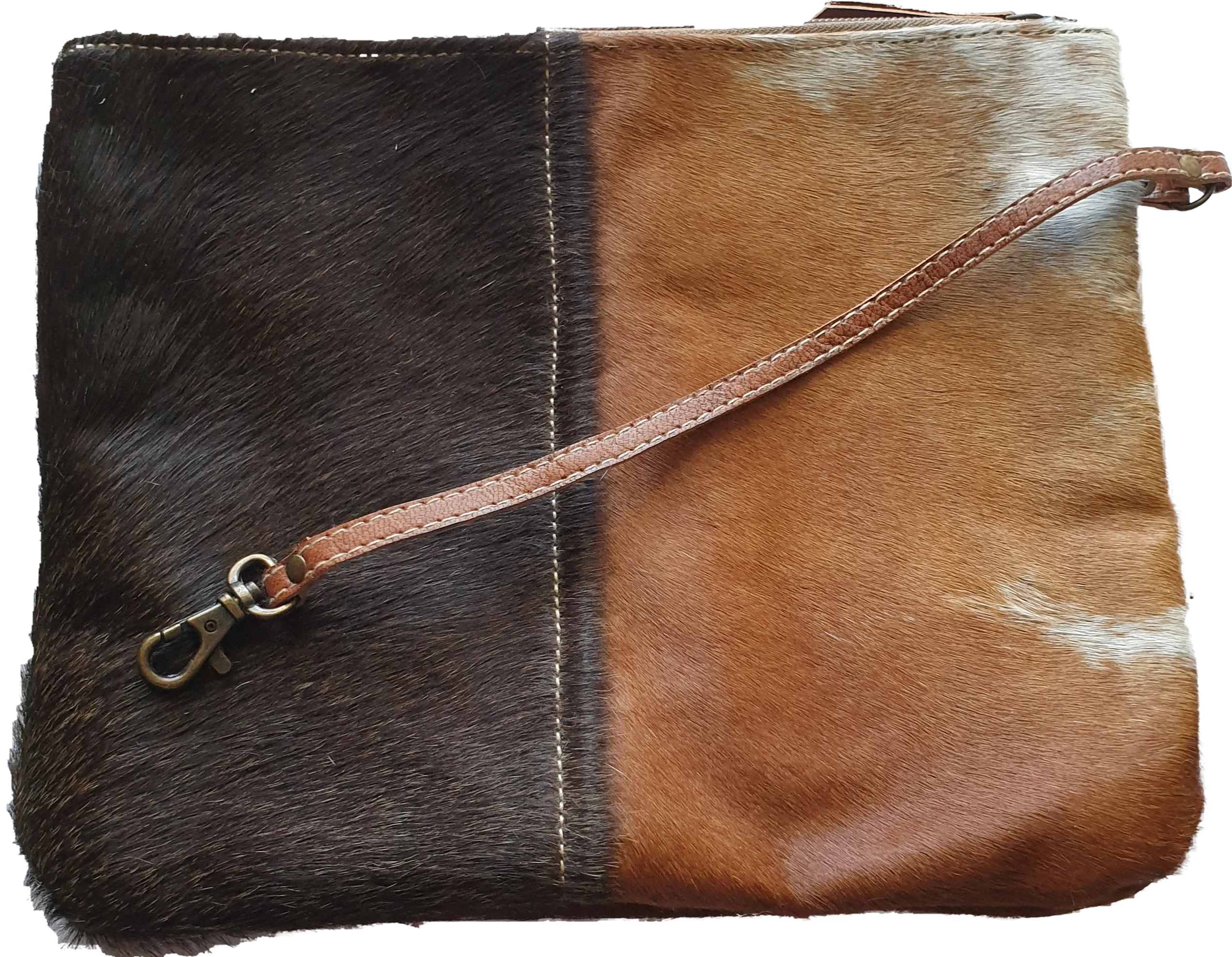 Everyday Cowhide Zip Clutch Bag